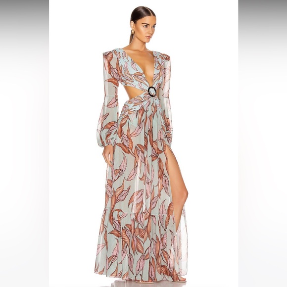 Patbo Printed Long Sleeve Cutout Dress - Peace Lily - Picture 3 of 11